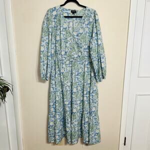 Summersalt Blue and Green Bishop Sleeve Sundress